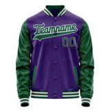 Custom Purple Kelly-Green Solid Color Varsity Letterman Jacket JA02240617KZ379