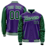 Custom Purple Kelly-Green Solid Color Varsity Letterman Jacket