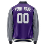 Custom Purple Gray Solid Color Varsity Letterman Jacket JA02240617KZ381