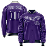 Custom Purple White Solid Color Varsity Letterman Jacket