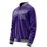 Custom Purple White Solid Color Varsity Letterman Jacket JA02240617KZ382