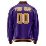 Custom Purple Gold Solid Color Varsity Letterman Jacket JA02240617KZ383