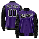 Custom Purple Black Solid Color Varsity Letterman Jacket