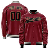 Custom Crimson Black Solid Color Varsity Letterman Jacket