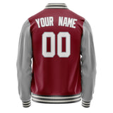 Custom Crimson Gray Solid Color Varsity Letterman Jacket JA02240617KZ511