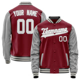 Custom Crimson Gray Solid Color Varsity Letterman Jacket