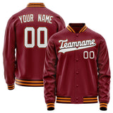 Custom Crimson White Solid Color Varsity Letterman Jacket