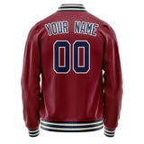 Custom Crimson Navy Solid Color Varsity Letterman Jacket JA02240617KZ513