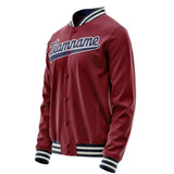 Custom Crimson Navy Solid Color Varsity Letterman Jacket JA02240617KZ513