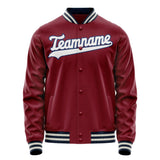 Custom Crimson White Solid Color Varsity Letterman Jacket JA02240617KZ514