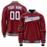 Custom Crimson White Solid Color Varsity Letterman Jacket