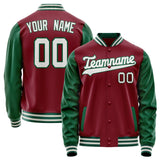 Custom Crimson Kelly-Green Solid Color Varsity Letterman Jacket JA02240617KZ515