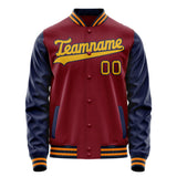 Custom Crimson Navy Solid Color Varsity Letterman Jacket JA02240617KZ516