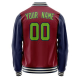 Custom Crimson Navy Solid Color Varsity Letterman Jacket JA02240617KZ517