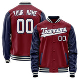 Custom Crimson Navy Solid Color Varsity Letterman Jacket