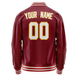 Custom Crimson White Solid Color Varsity Letterman Jacket JA02240617KZ522