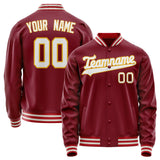 Custom Crimson White Solid Color Varsity Letterman Jacket