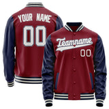 Custom Crimson Navy Solid Color Varsity Letterman Jacket