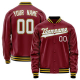 Custom Crimson White Solid Color Varsity Letterman Jacket