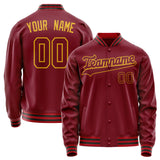 Custom Crimson Gold Solid Color Varsity Letterman Jacket JA02240617KZ526