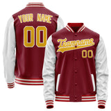 Custom Crimson White Solid Color Varsity Letterman Jacket