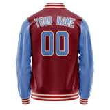 Custom Crimson Light-Blue Solid Color Varsity Letterman Jacket JA02240617KZ528