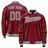 Custom Crimson Gray Solid Color Varsity Letterman Jacket