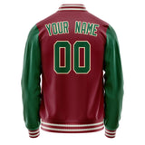 Custom Crimson Kelly-Green Solid Color Varsity Letterman Jacket JA02240617KZ533