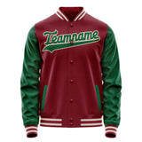 Custom Crimson Kelly-Green Solid Color Varsity Letterman Jacket JA02240617KZ533