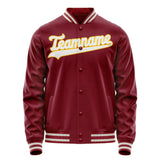 Custom Crimson White Solid Color Varsity Letterman Jacket JA02240617KZ534