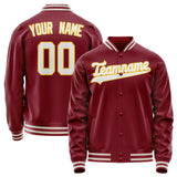 Custom Crimson White Solid Color Varsity Letterman Jacket JA02240617KZ534