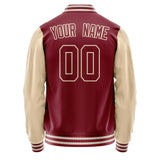 Custom Crimson Cream Solid Color Varsity Letterman Jacket JA02240617KZ535