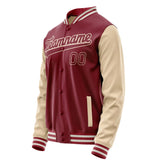 Custom Crimson Cream Solid Color Varsity Letterman Jacket JA02240617KZ535