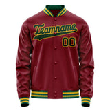 Custom Crimson Kelly-Green Solid Color Varsity Letterman Jacket JA02240617KZ536