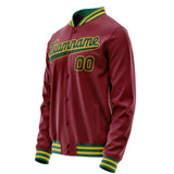 Custom Crimson Kelly-Green Solid Color Varsity Letterman Jacket JA02240617KZ536