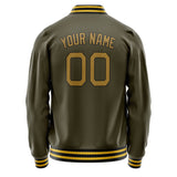 Custom Olive Brown Solid Color Varsity Letterman Jacket JA02240617LH298