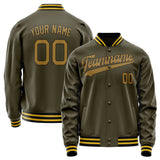 Custom Olive Brown Solid Color Varsity Letterman Jacket JA02240617LH298