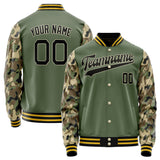 Custom Olive Camo Solid Color Varsity Letterman Jacket