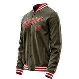 Custom Olive Red Solid Color Varsity Letterman Jacket JA02240617LH301