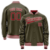 Custom Olive Red Solid Color Varsity Letterman Jacket JA02240617LH303