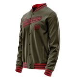 Custom Olive Red Solid Color Varsity Letterman Jacket JA02240617LH311