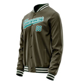 Custom Olive Teal Solid Color Varsity Letterman Jacket JA02240617LH312