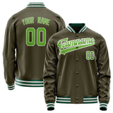 Custom Olive Neon-Green Solid Color Varsity Letterman Jacket