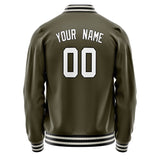 Custom Olive White Solid Color Varsity Letterman Jacket JA02240617LH314