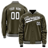 Custom Olive White Solid Color Varsity Letterman Jacket