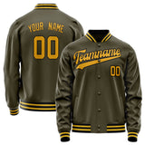 Custom Olive Gold Solid Color Varsity Letterman Jacket JA02240617LH315