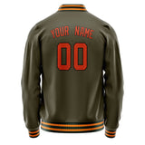 Custom Olive Orange Solid Color Varsity Letterman Jacket JA02240617LH316