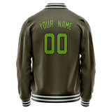 Custom Olive Neon-Green Solid Color Varsity Letterman Jacket JA02240617LH317