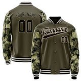 Custom Olive Camo Solid Color Varsity Letterman Jacket JA02240617LH318