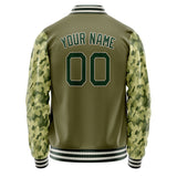 Custom Olive Camo Solid Color Varsity Letterman Jacket JA02240617LH319